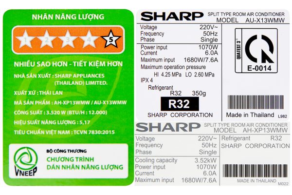 May Lanh Sharp Inverter 1.5 HP AH XP13WMW