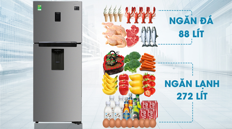 Thoải mái tích trữ thực phẩm với dung tích lên đến 360 lít - Tủ lạnh Samsung Inverter 360 lít RT35K5982S8/SV