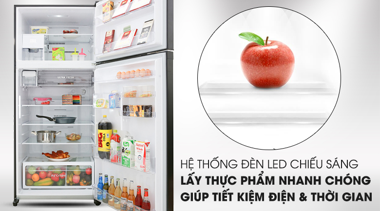 Tủ lạnh Toshiba Inverter 555 lít GR-AG58VA GG - đèn led chiếu sáng trong ngăn đông ngăn mát để quan sát rõ thực phẩm
