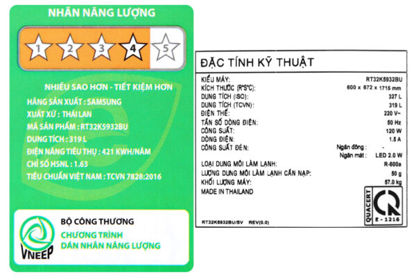 Tu Lanh Samsung Inverter 300 Lit Rt32k5932bu
