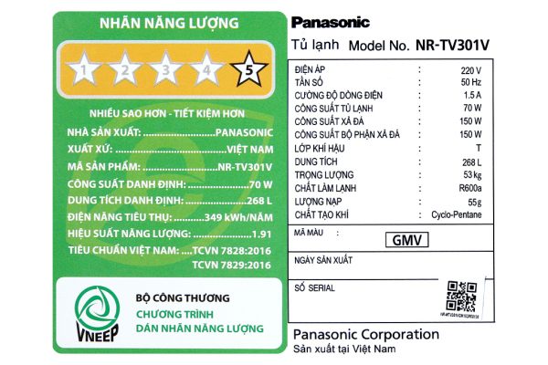 Tu Lanh Panasonic Inverter 268 Lit Nr Tv301vgmv