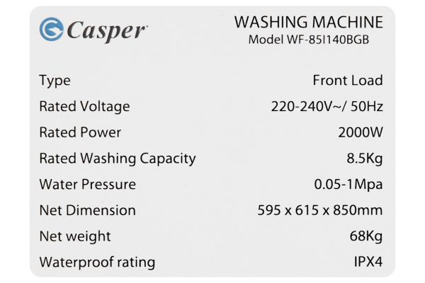 May Giat Casper Inverter 8.5 Kg WF 85I140BGB