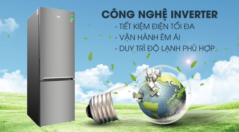 Tủ lạnh Beko Inverter 323 lít RCNT340I50VZX