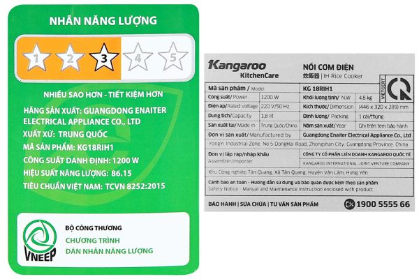 Noi Com Dien Cao Tan Kangaroo 1.8 Lít KG18RIH1