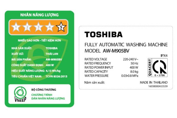 May Giat Toshiba 8 Kg Aw M905bvmk