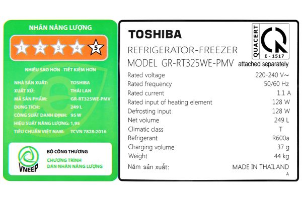 Tu Lanh Toshiba Inverter 249 Lit Gr Rt325we Pmv06 Mg