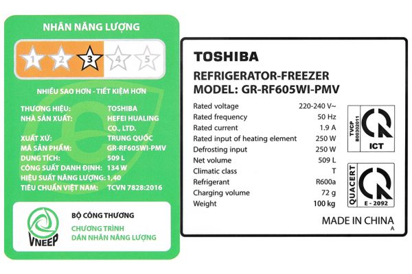 Tu Lanh Toshiba Inverter 509 Lit Gr Rf605wi Pmv06 Mg
