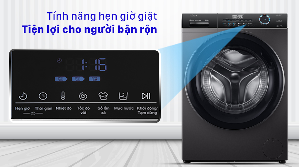 Máy giặt Aqua Inverter 9.0 KG AQD-A900F S