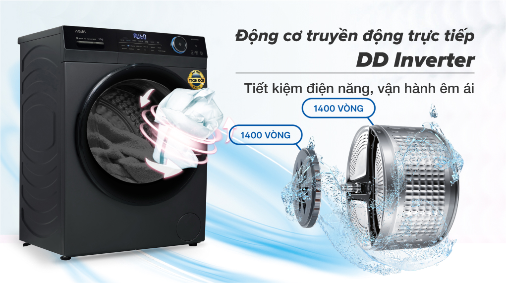 Máy giặt Aqua Inverter 10 kg AQD-D1002G BK