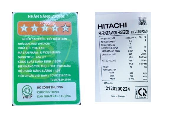 Tu Lanh Hitachi Inverter 406 Lit R Fvx510pgv9 Mir