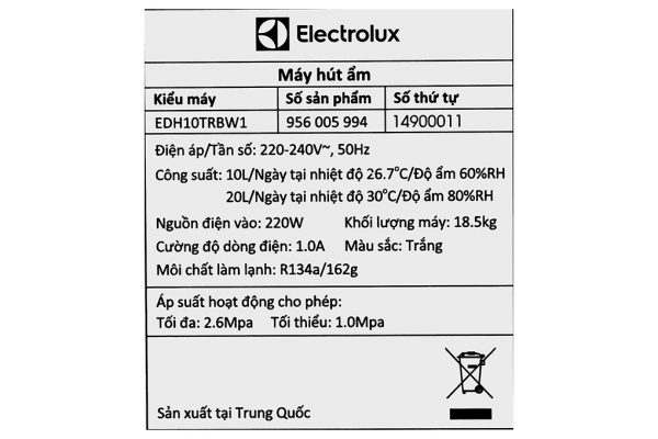 May Hut Am Electrolux Edh10trbw1