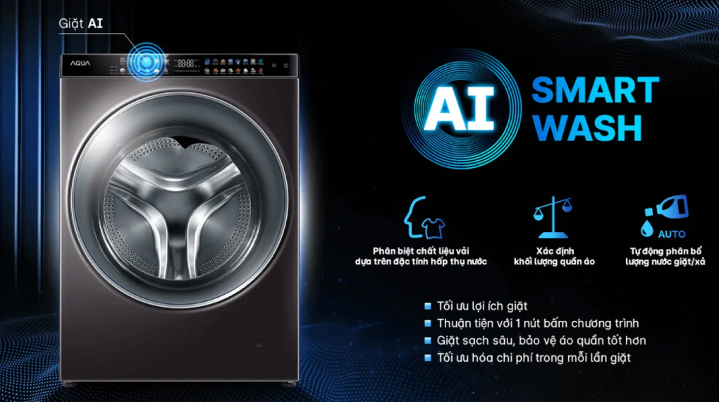 Máy giặt sấy Aqua Inverter 15 Kg AQD-DH1500G PP