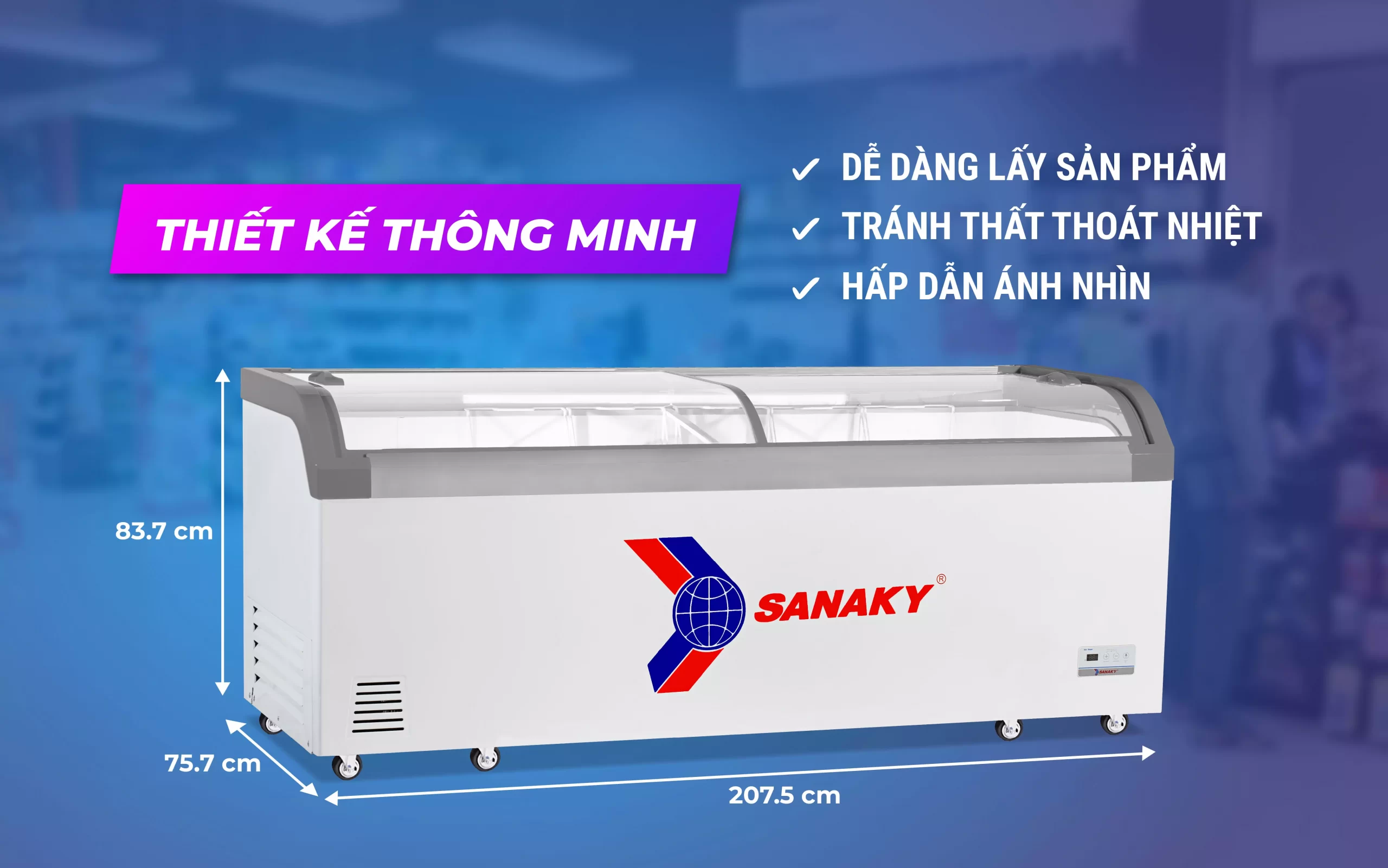 Tủ đông Sanaky kính cong 750L VH-1008KA
