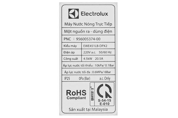 May Nuoc Nong Truc Tiep Electrolux 4500w Ewe451lb Dpx2