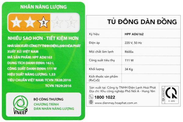 Tu Dong Hoa Phat 162 Lit Hpf Ad6162