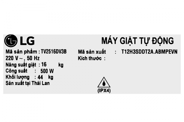 May Giat Lg Inverter 16 Kg Tv2516dv3b