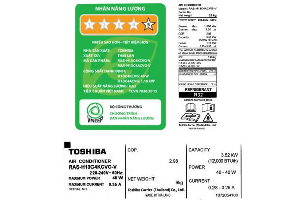 May Lanh Toshiba 1.5 HP Inverter RAS H13C4KCVG V