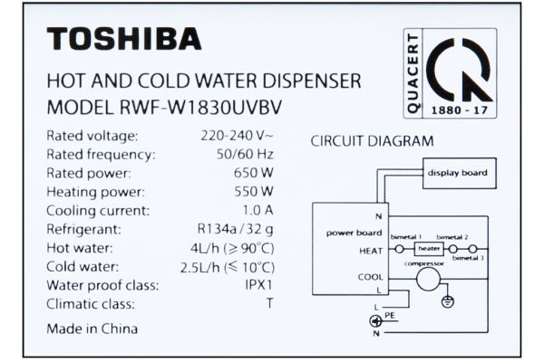 Cay Nuoc Nong Lanh Toshiba Rwf W1830uvbvt 650w