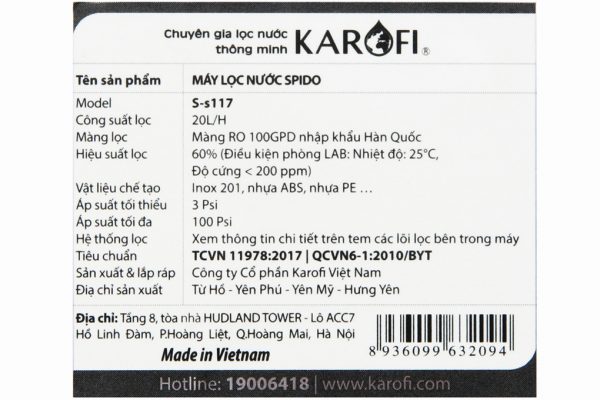 May Loc Nuoc Ro Karofi S S117 7 Loi