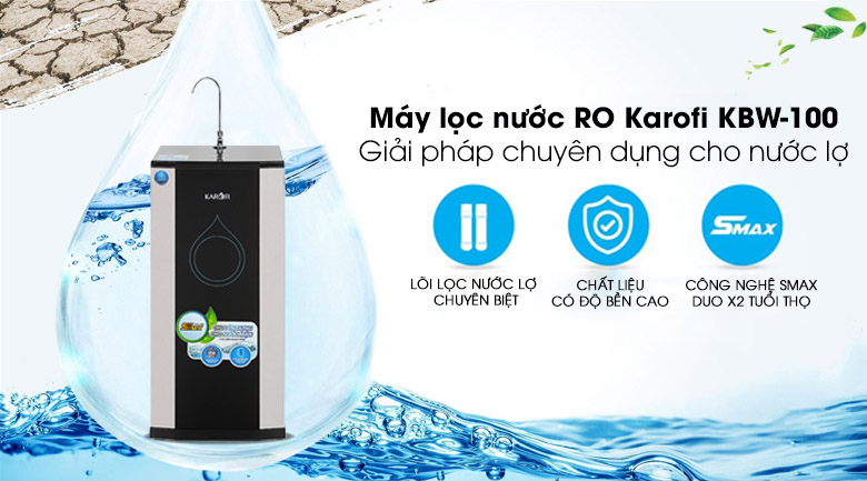 Máy lọc nước RO nước mặn, nước lợ Karofi KBW-100 10 lõi