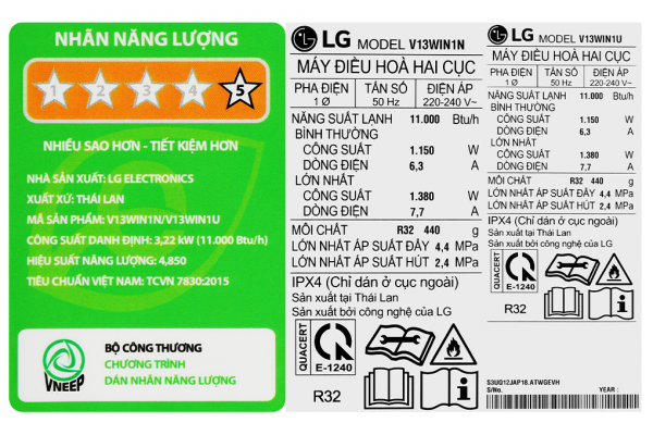 May Lanh Lg Inverter 1.5 HP V13WIN1