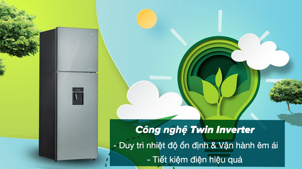 Tủ lạnh Aqua Inverter 347 lít AQR-T390FA(WGM)