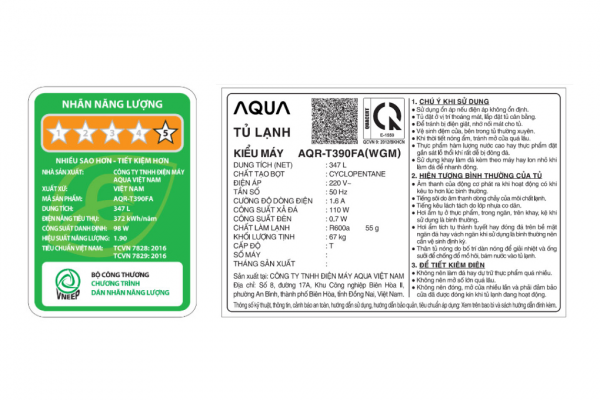 Tu Lanh Aqua Inverter 347 Lit Aqr T390fawgm