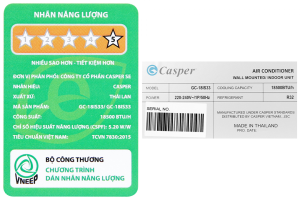 Máy lạnh Casper Inverter 2 HP GC-18IS33