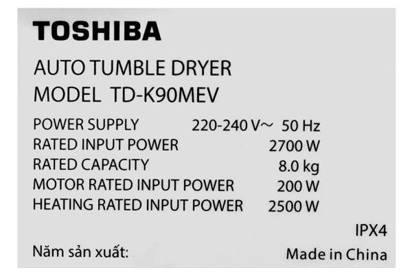 Máy sấy ngưng tụ Toshiba 8 kg TD-K90MEV(SK)