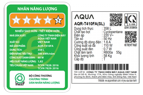 Tủ lạnh Aqua Inverter 358 lít AQR-T410FA(SL)