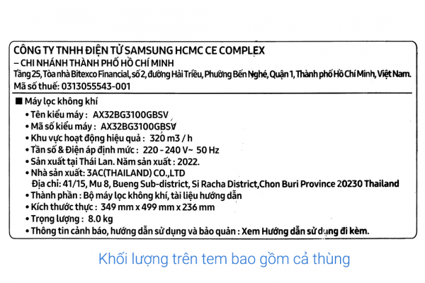 Máy lọc không khí Samsung AX32BG3100GBSV