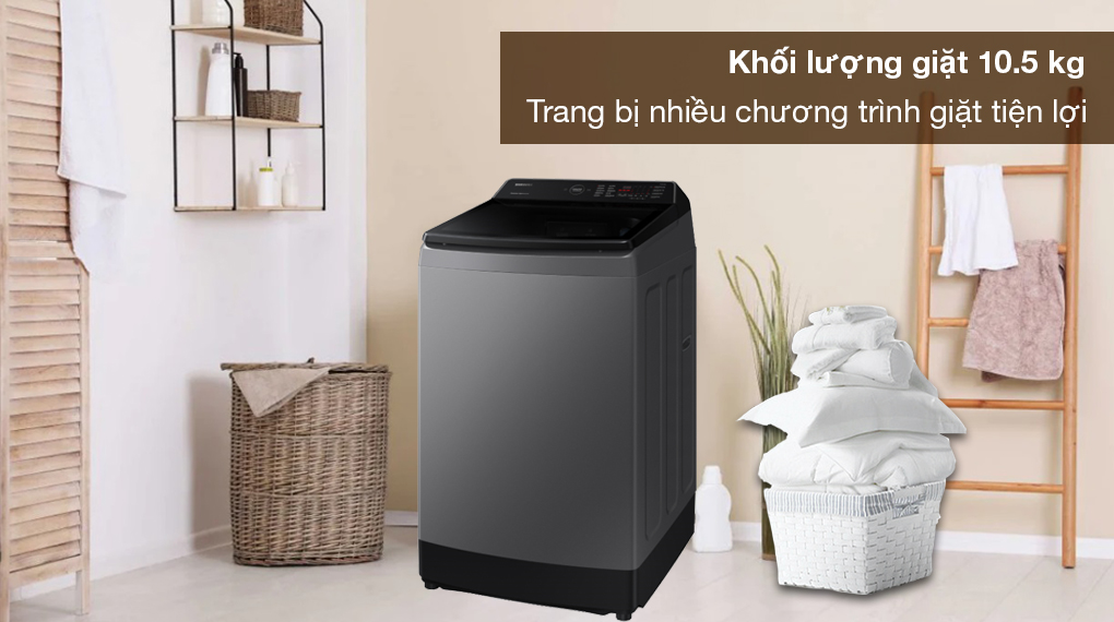 Máy giặt Samsung Inverter 10.5 kg WA10CG5745BDSV - Khối lượng giặt 10.5 kg, trang bị nhiều chương trình giặt dễ sử dụng