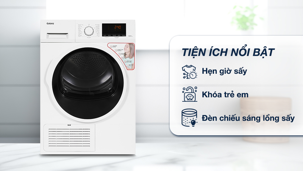 Máy sấy ngưng tụ Galanz 8 kg DC-80S5C - Tiện ích