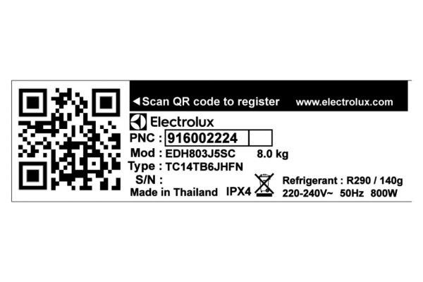 Máy sấy quần áo bơm nhiệt Electrolux 8 kg EDH803J5SC