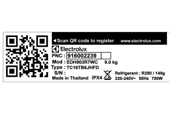 Máy sấy quần áo bơm nhiệt Electrolux 9 kg EDH903R7WC