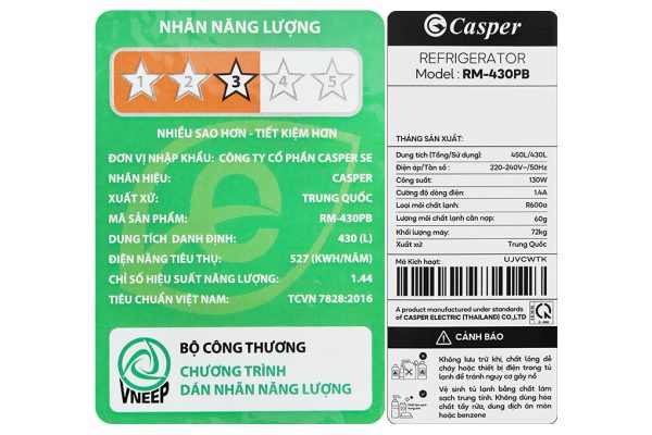 Tủ lạnh Casper Inverter 430 lít Multi Door RM-430PB
