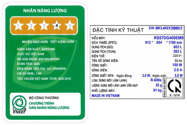Tủ lạnh Samsung Inverter 583 lít RS57DG400EM9SV