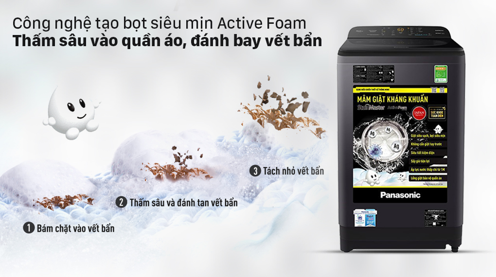 Máy giặt Panasonic 9 Kg NA-F90A9BRV - Active Foam