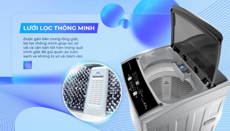 Máy giặt Sharp 8.5kg ES-Y85HV-S lồng đứng - Hệ thống lưới lọc thông minh