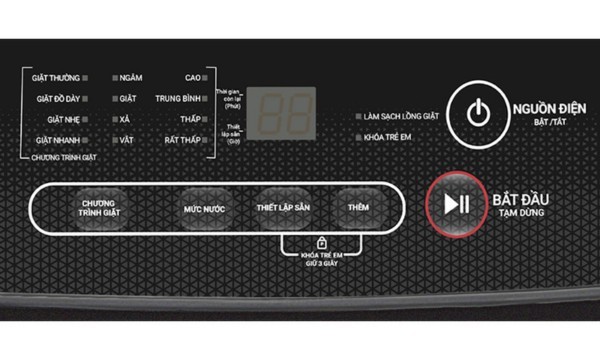 Máy giặt Sharp 9 kg ES-Y90HV-S - Bảng điều khiển tiếng Việt