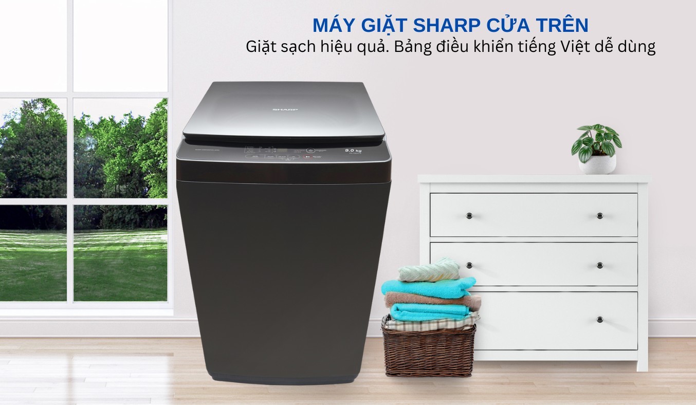 Máy giặt Sharp 9 kg ES-Y90HV-S - Công nghệ Inverter tiết kiệm điện vượt trội
