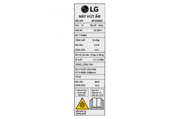 Máy hút ẩm LG Dual Inverter 16L MD16GQSE0