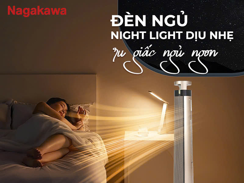 Máy sưởi gốm Nagakawa NEH8389 - Tích hợp đèn ngủ dịu nhẹ