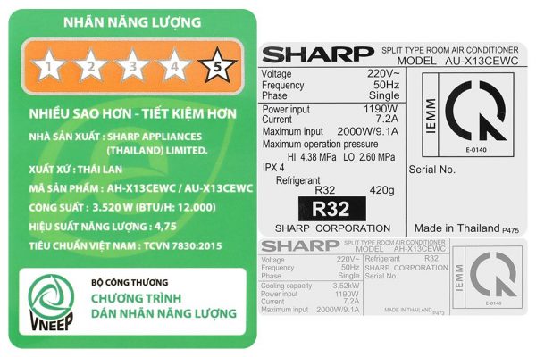 Điều hòa Sharp Inverter 12000 BTU AH-X13CEWC