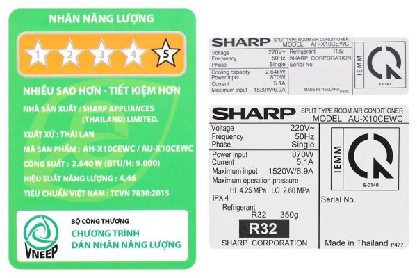 Điều hòa Sharp Inverter 9000 BTU AH-X10CEWC